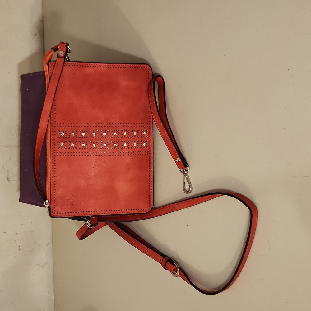 Fire engine red Convertable crossbody or cluth